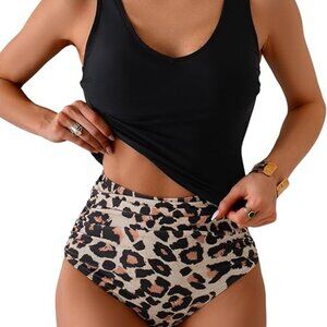 NWT Eomenie Two Piece Tankini Swimsuit Tummy Control High Waisted Bottom